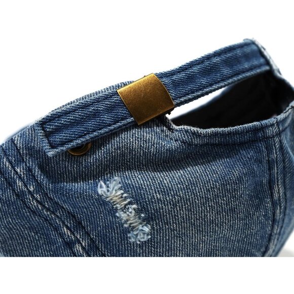 Women's Denim Blue Fashion Baseball Cap Adjustable Strap Back Visor Sports Hat - Picture 6 of 7